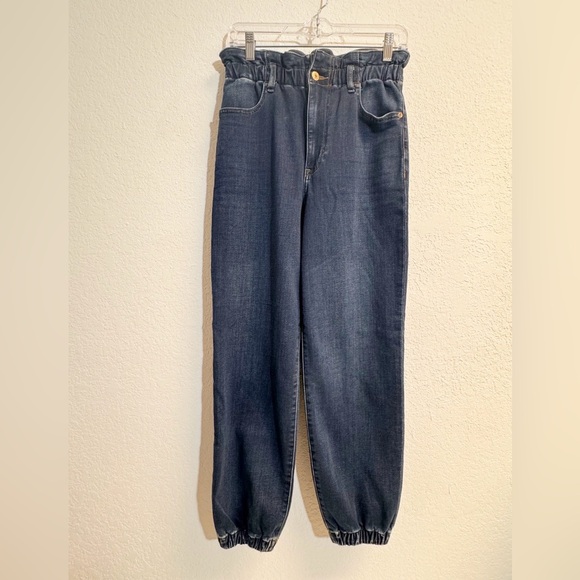 NEW Express Dark Paperbag Super High Rise Jogger Denim Jeans Womans 6 Regular - Picture 2 of 8